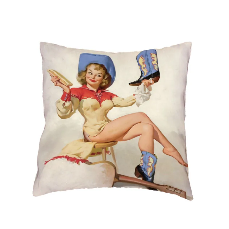 Очаровательная Женская белая наволочка для подушек Pinup Girl, наволочки на высоком каблуке, наволочки с принтом, домашний декор, для гостиной, собаки, попугай, подарок, персиковая кожа - Цвет: 8