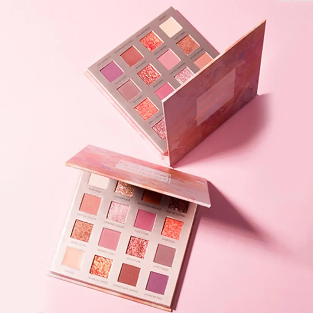 Minshzee 16-color Eye Shadow Palette Shimmer Блестящий Матовый пустынный розовый Универсальный Набор теней для век