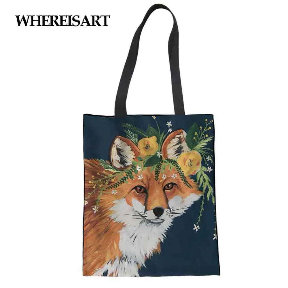 WHEREISART сумка с верхней ручкой Женская Холщовая Сумка для покупок забавная