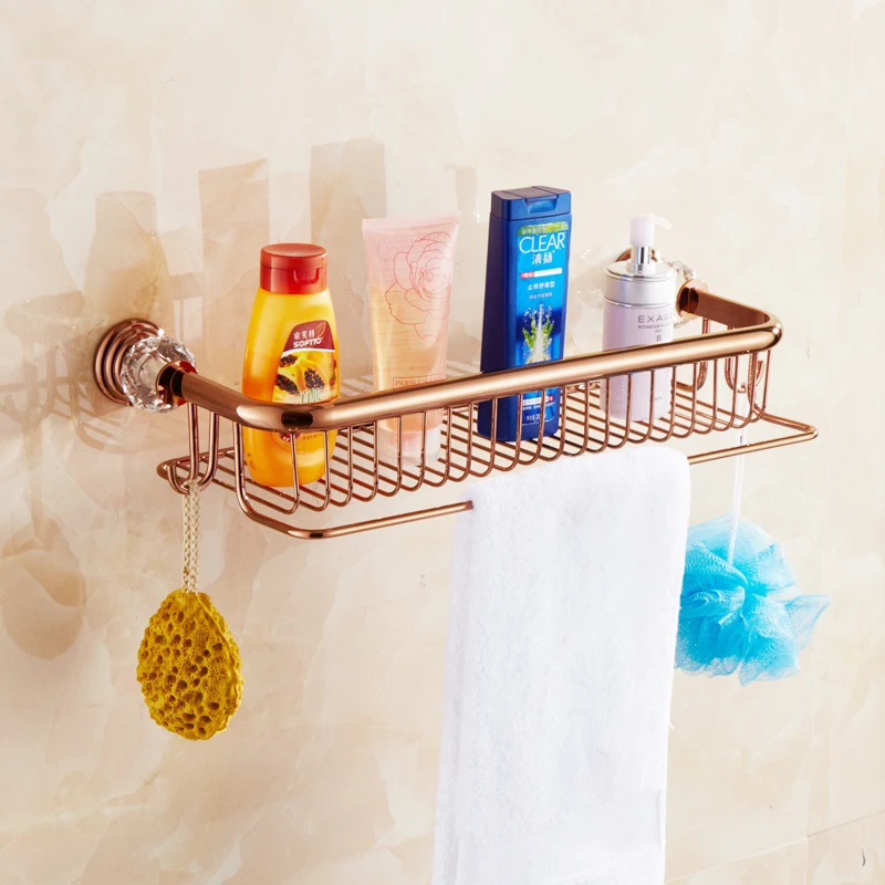Квадратная медная полка для ванной комнаты европейский туалет розовое золото