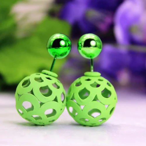 Серьги с искусственным жемчугом уникального дизайна двойные полые шарики серьги