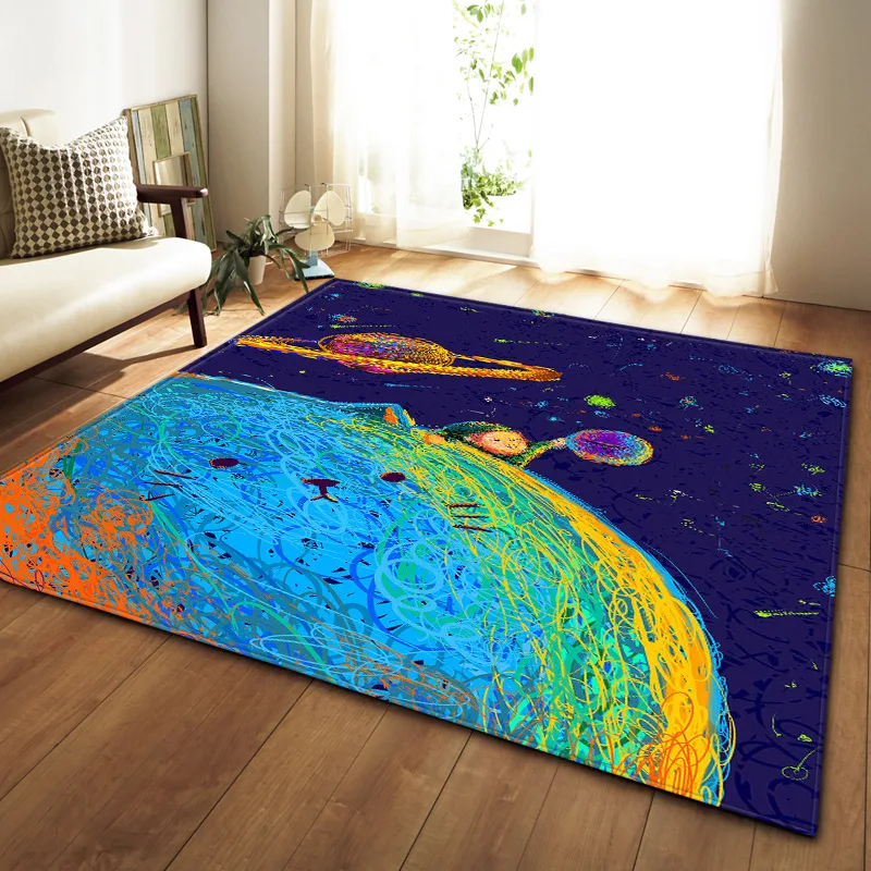 

Nordic baby Colorful 3D carpet Living Room Carpet Bedroom rugs for children room Pink Watercolor painting large carpet Floor mat