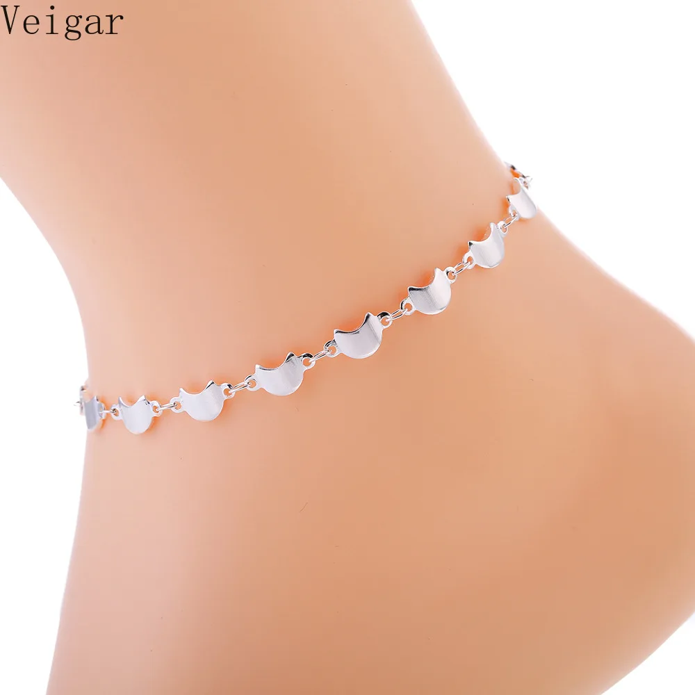 Женский браслет на щиколотке золотистого и серебристого цветов модные украшения