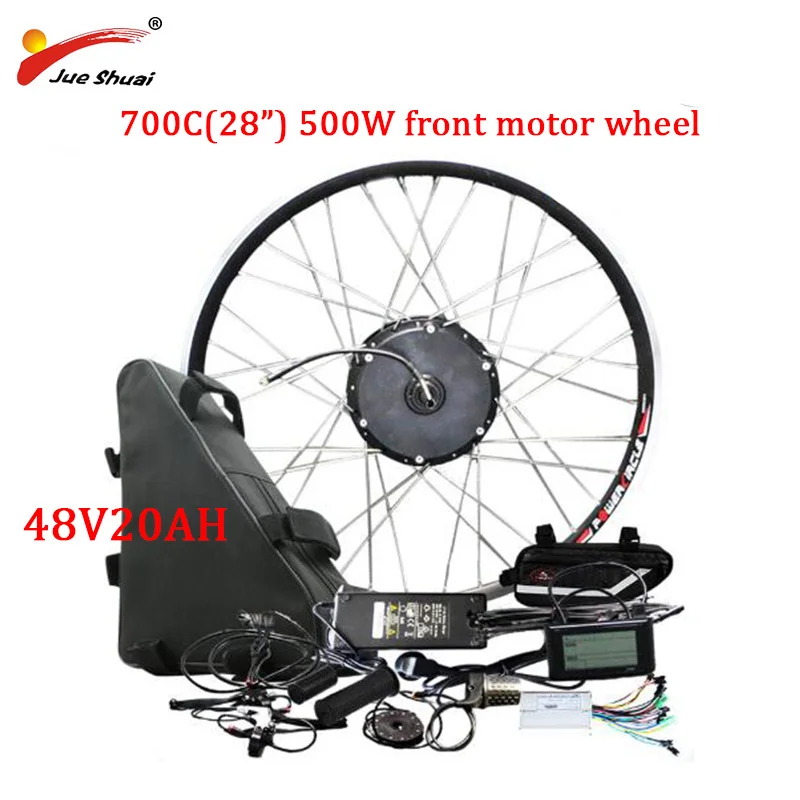 700C 500W 48V20AH 48V 500W 1000W комплект для переоборудования электрического велосипеда с 20AH Батарея сзади Blushless мотор для центрального движения колеса для 2" 700C Байк, способный преодолевать Броды для электронного велосипеда комплект - Цвет: 700C 500W 48V20AH