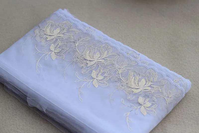 

2 Yards Gold Lace Trim Embroidered Flowers Lace Fabric 7.09 Inches WideDIY Craft&Sewing Dress Clothing Accessories High Quality
