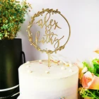 Индивидуальный заказ пара имя Свадебный деревянный венок торт Топпер деревенское акриловое зеркало золотистого цвета свадебные венок Топпер вечерние украшения