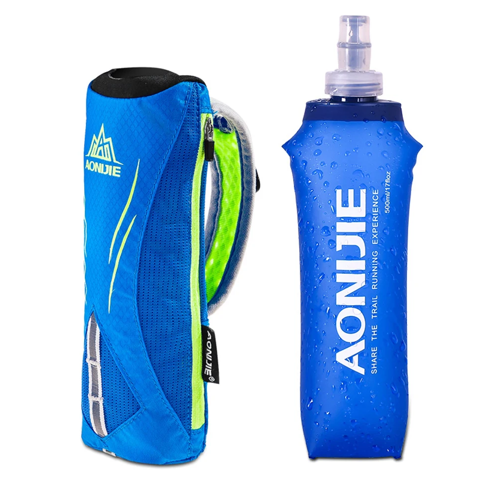 AONIJIE Waterpoof Hand-held Sport Bottle Kettle Pack Storage Bag Outdoor Marathon Running Phone Bag for 500mL Soft Water Flask