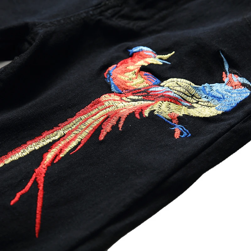 HMILY новые дизайнерские мужские джинсы роскошные вышитые зауженные с принтом