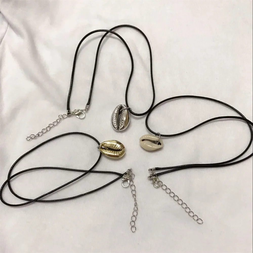 Харадзюку бохо уличный шик простой вид Cowrie море золото натуральный корпус колье