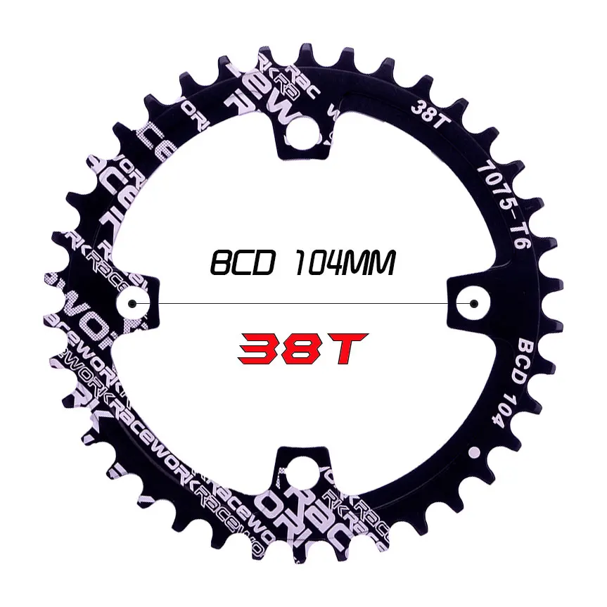 Einzigen geschwindigkeit система Breite kettenblatt 104 BCD RUNDE 32t 34t 36t 38t MTB 11 s 10 s 9 s 1*11 Kurbel Kettenblatt кольцо - Цвет: black 38T round