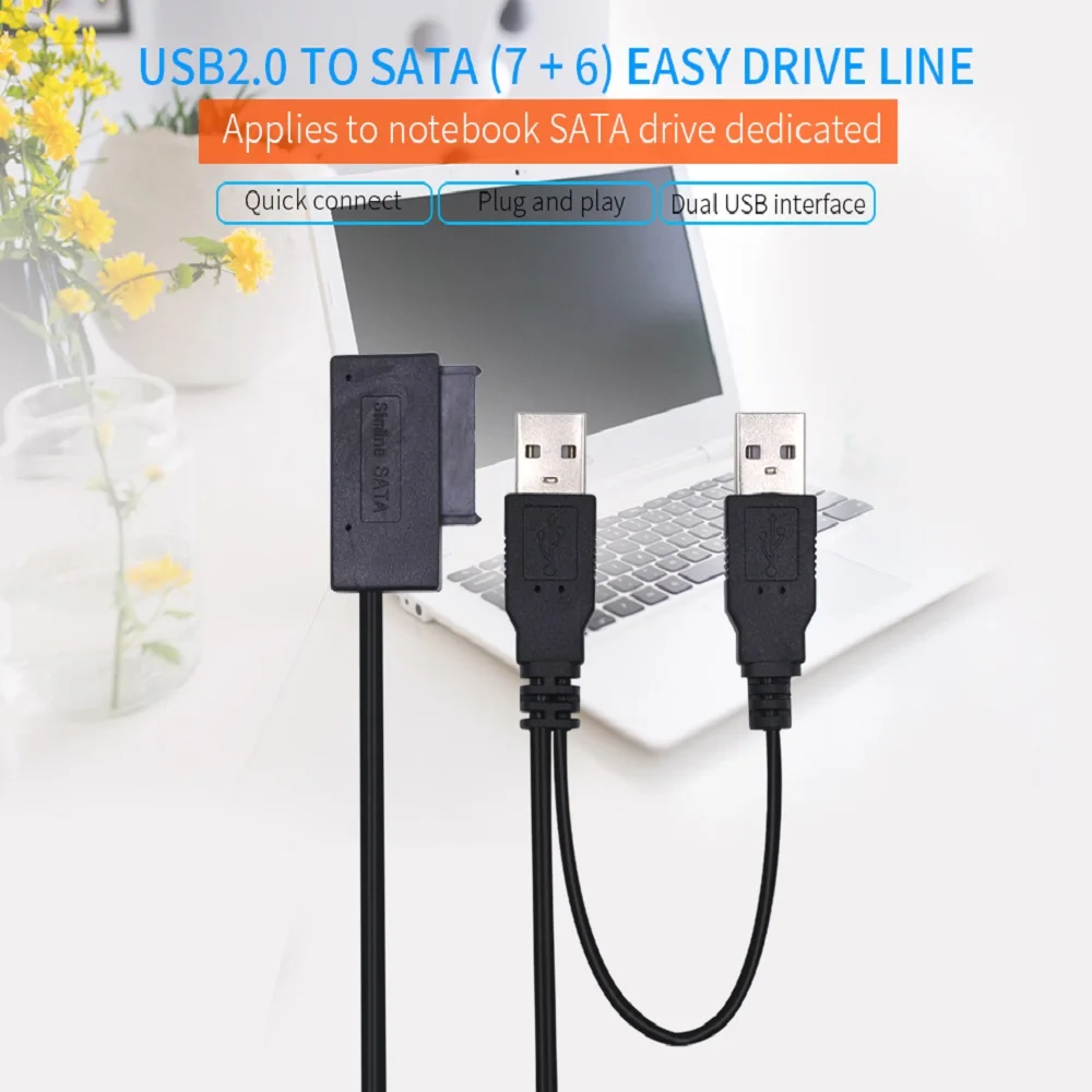 TISHRIC 7 + 6 13PIN SATA USB кабель к 2 0 конвертер адаптер для компьютера ноутбука 5 дюйма HDD SSD