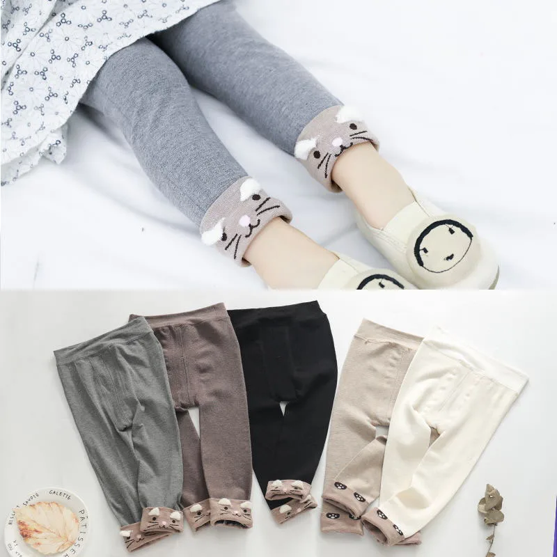 Леггинсы для маленьких девочек с рисунком кота новинка 2019 хлопковые детские