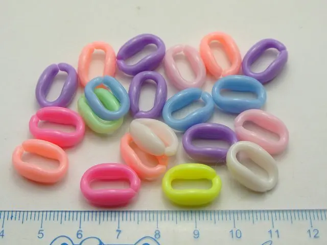 200 Смешанная Пастель Цвет акриловые овальные открытые кольца Бусины 16x11 мм