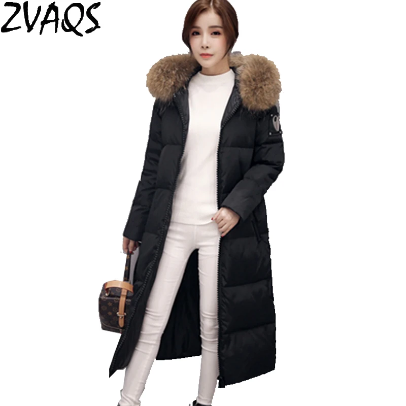 2018 Новая мода натуральный большой воротник из меха енота с капюшоном Тонкая