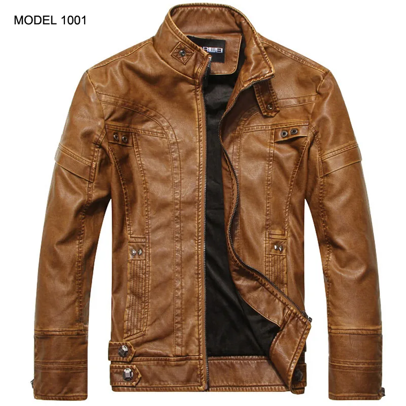 Khaki Кожаная куртка мужская Мотоциклетная Куртка jaqueta de couro masculina motoqueiro casaco мужская кожаная куртка-бомбер мужская s veste homme - Цвет: Khaki
