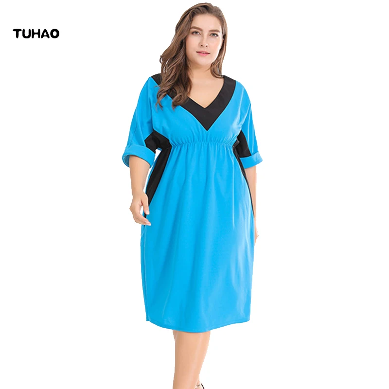 Платье женское летнее голубое в офисном стиле большие размеры|Женские платья| |