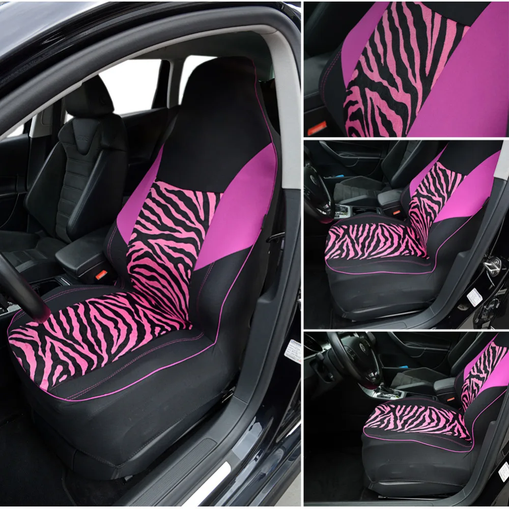 

AUTOYOUTH Front Car Seat Cover Universal Fit for Most Bucket Seat Zebra Print Car-Styling Pink Car Accessories 1PC