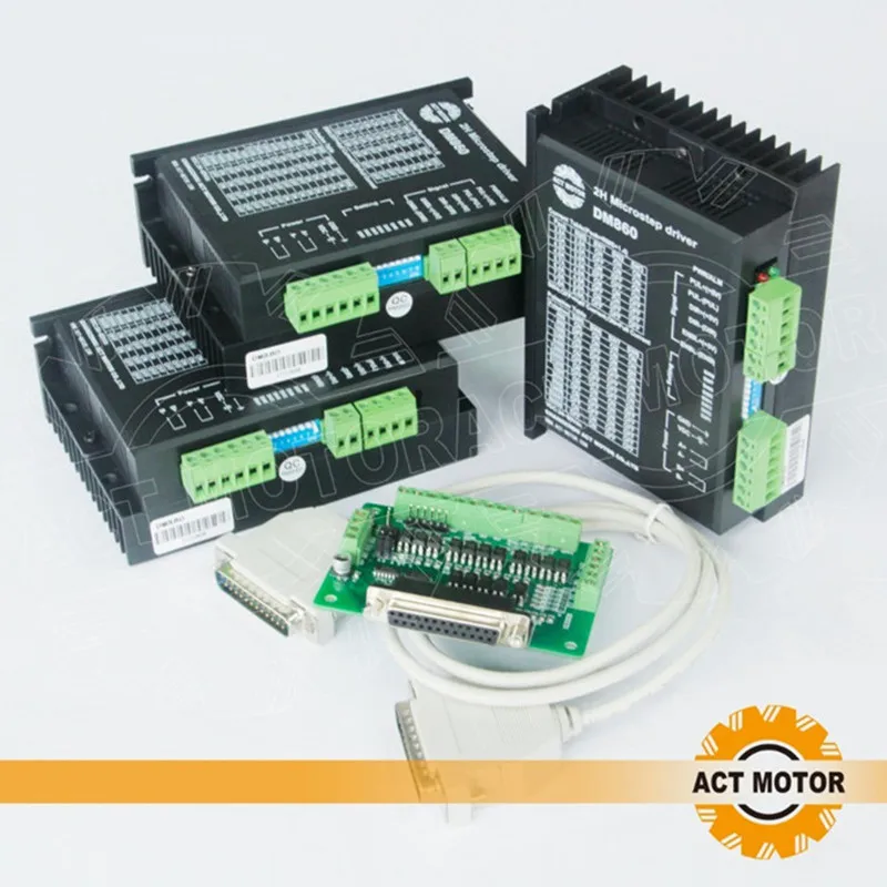 

ACT CNC Router 3Axis Nema34 Stepper Motor 34HS5460 Single Shaft 1700oz 151mm 6A+3PCS Driver DM860 7.8A with Power US UK JP Free
