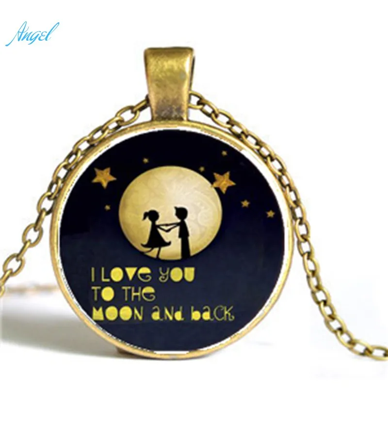 I Love You to the Moon and Back Charm стеклянный кабошон для кулона ожерелье Винтажное колье с