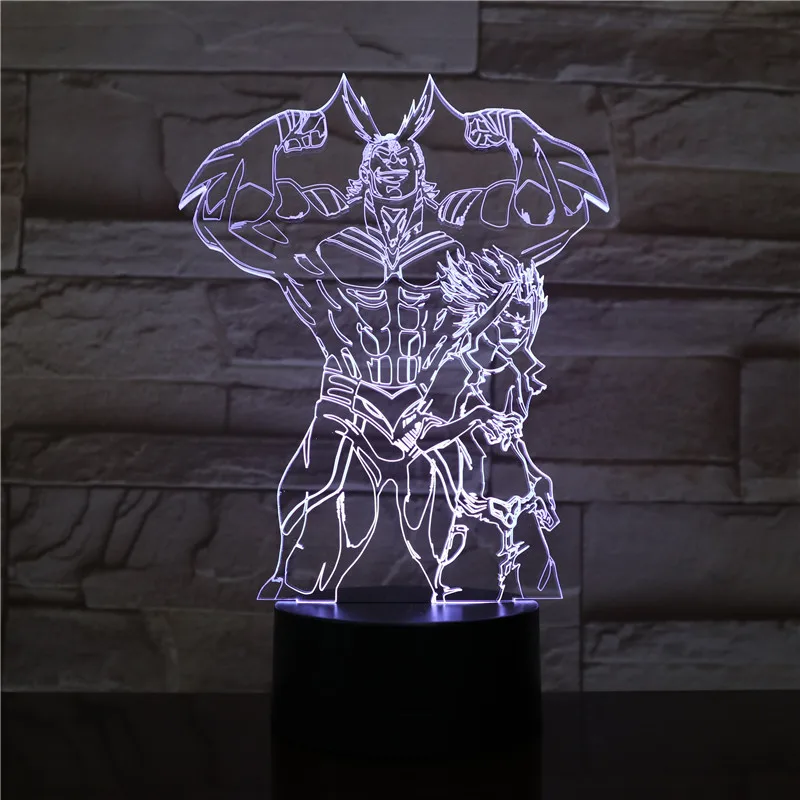 My Hero Academy All Might Figure USB светодиодный 3d-ночник для мальчиков детские подарки для малышей японский аниме настольная лампа светодиодный ночник