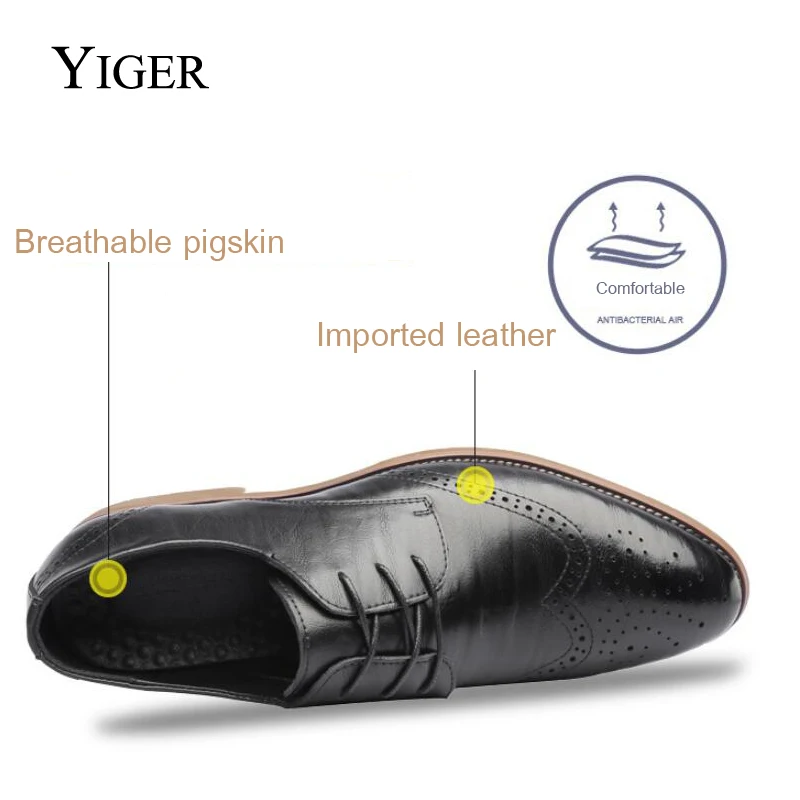 YIGER/Новинка; классические мужские деловые официальные туфли; Мужские модельные туфли-оксфорды с острым носком в стиле ретро; дизайн «Bullock»; британский стиль; 0036
