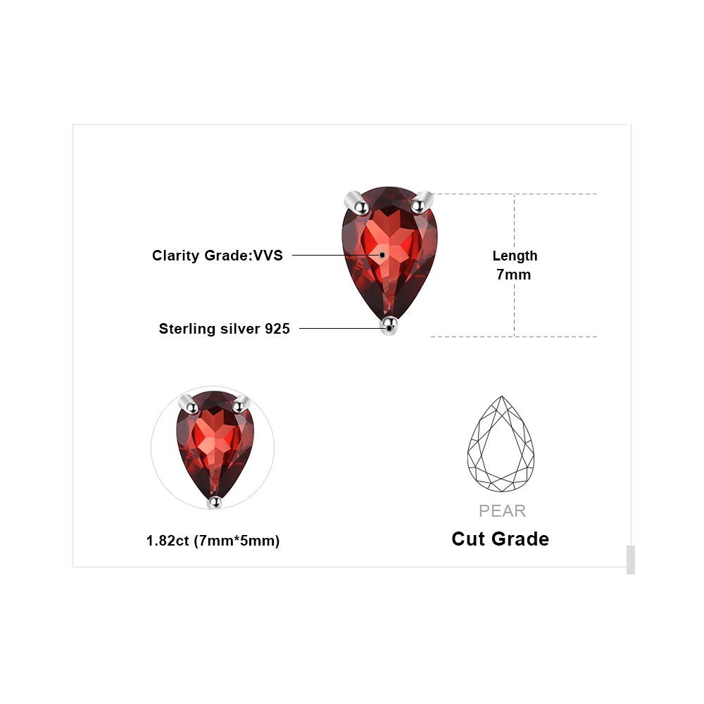 Jewelrypalace груша 1.8ct натуральный красный камень гранат Серьги-гвоздики стерлингового серебра 925 новинка года Красивые ювелирные изделия для Для женщин