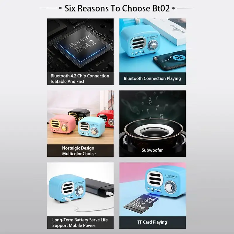 Новинка 2018 BT02 новый Bluetooth динамик в стиле ретро инновационный подарок