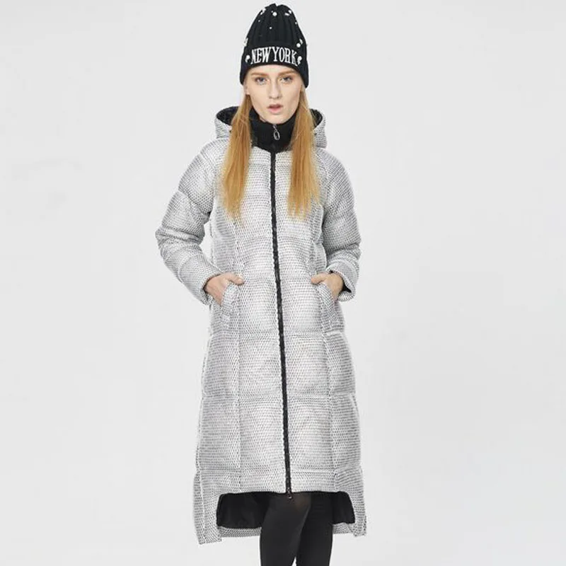 Высококачественная пуховая парка новинка 2019 зимняя куртка Женская на белом