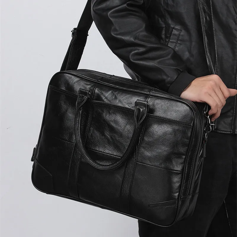 Портфель мужской из натуральной воловьей кожи сумка на плечо для ноутбука в