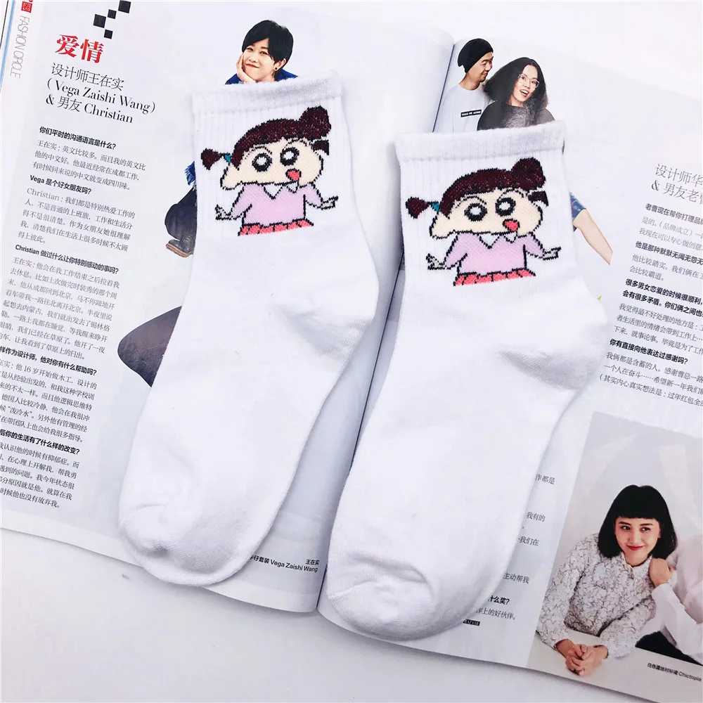 118 Новые милые Носки с рисунком Crayon Shin Chan, женские хлопковые крутые короткие носки с героями мультфильмов, хипстерские носки для скейтборда, забавные женские носки - Цвет: 118