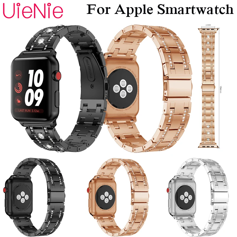 Мозаичная Алмазная стальная полоса для Apple Watch 40 мм 44 38 42 Frontier ремешок смарт часов