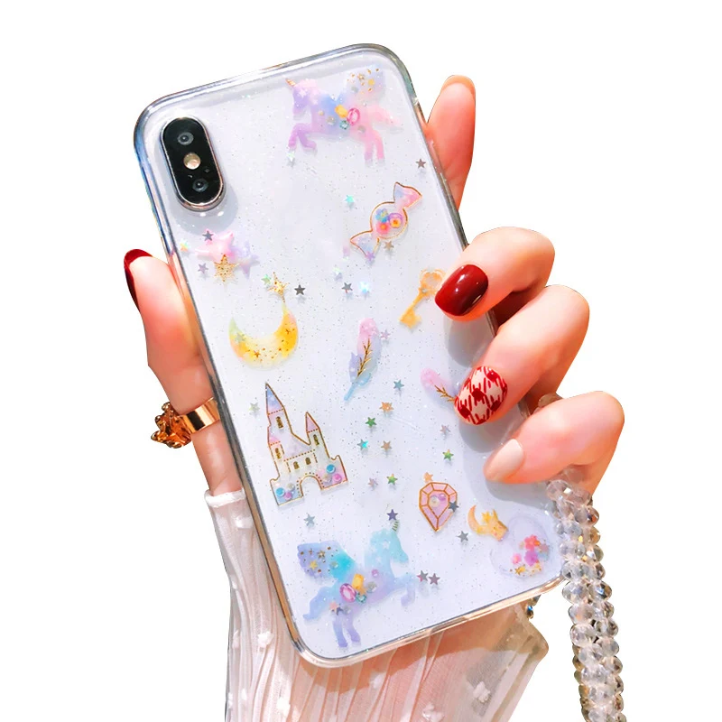 Модный чехол Fantasy замок для iphone X эпоксидный пони прозрачный мягкий 8 7 6 6s Plus |