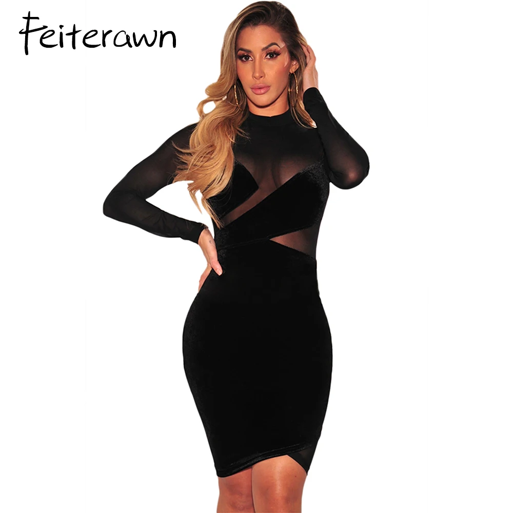 Feiterawn 2018 новые летние Для женщин Bodycon платье с длинным рукавом Сексуальная