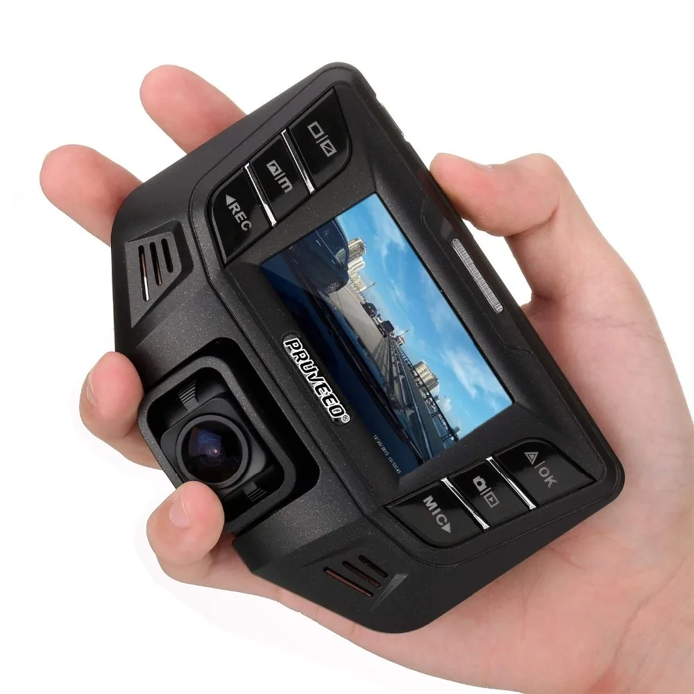 Pruveeo S500 двойной объектив автомобиля Dve Dash Cam с датчиком изображения SONY EXMOR. Ночное видение 1080P+ 480P