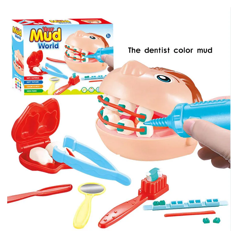 Dentist suit Красочный Детский пластилин, игрушки для игры в тесто, модельный набор для детей, ручной инструмент для поделок, глиняный инструмент, забавная игрушка для ролевых игр, обучающая игрушка - Цвет: Dentist suit