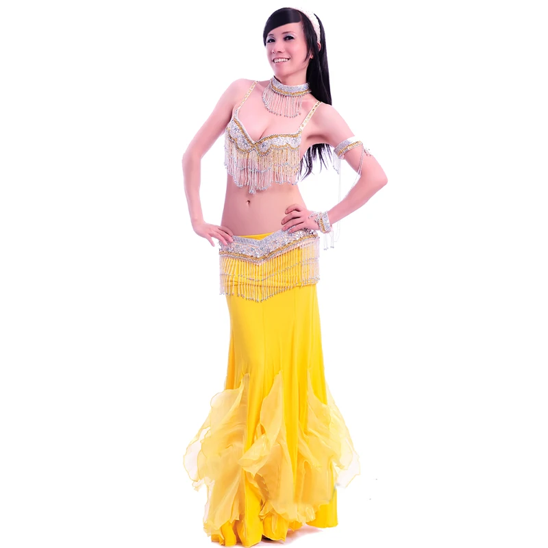 Women Sexy Belly Dance Costume Suit Bra &amp Belt Skirt&amp Necklace 34B/C 36B/C 38B/C Cup 5 Pieces 8 Colors | Тематическая одежда