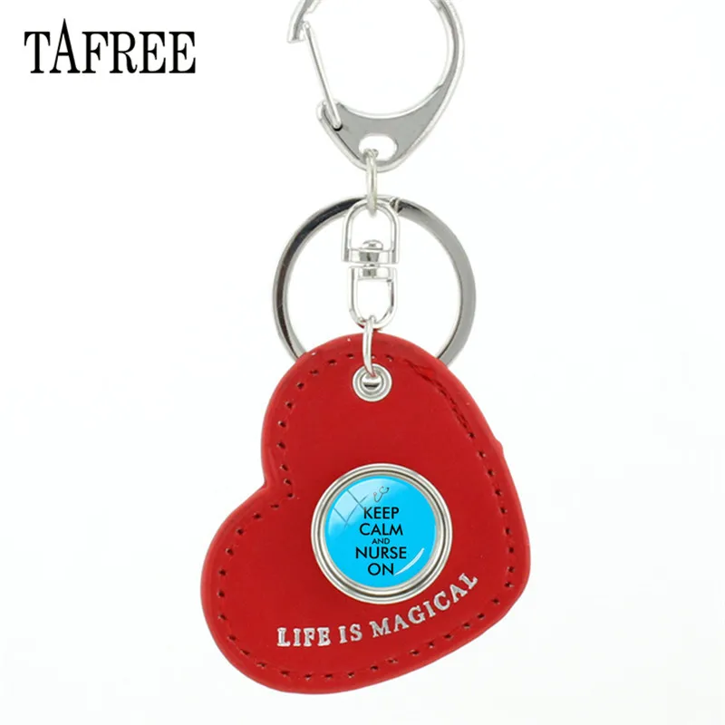 CT199 TAFREE новые кнопки медсестры уход брелки Красное сердце любовь из искусственной кожи супер медсестры брелок кулон ювелирные изделия подарок CT197 - Цвет: CT199