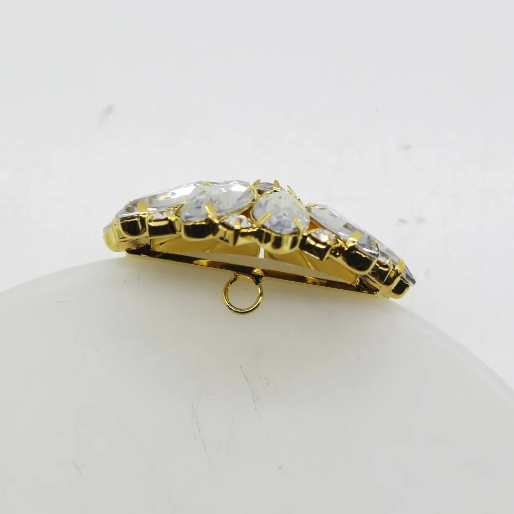 3 шт./лот 40 мм пуговицы со стразами и кристаллами Золотые декоративные с цветами