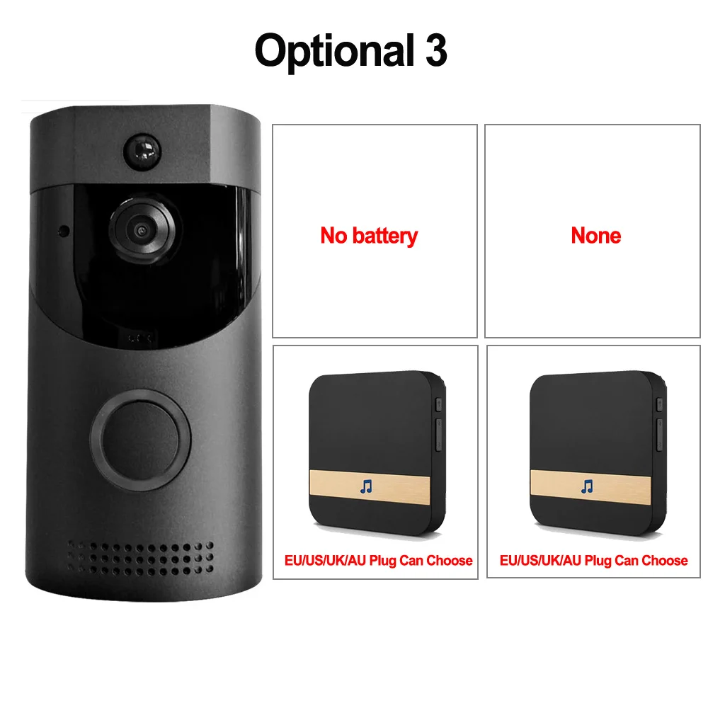 package3 CDYCAM Водонепроницаемый 720P HD беспроводной WiFi видео дверной звонок PIR дверной Звонок камера ночного видения двухсторонний аудио аккумулятор беспроводной дверной Звонок - Цвет: package3