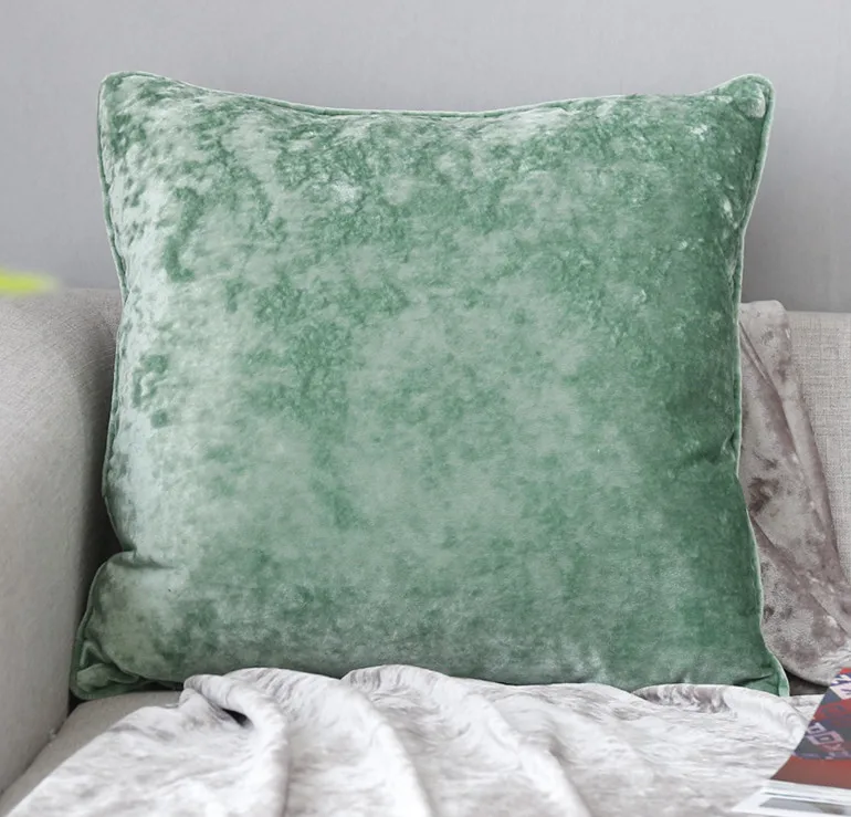 green Супер мягкий Бархатный Чехол для подушки, однотонный синий, зеленый, серый, оранжевый, кофейный домашний декоративный чехол для подушки, велюровый чехол для подушки 50X50 см - Цвет: green