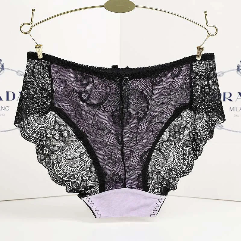 Женские сексуальные Лоскутные кружевные бесшовные трусики Femme удобные хлопковые