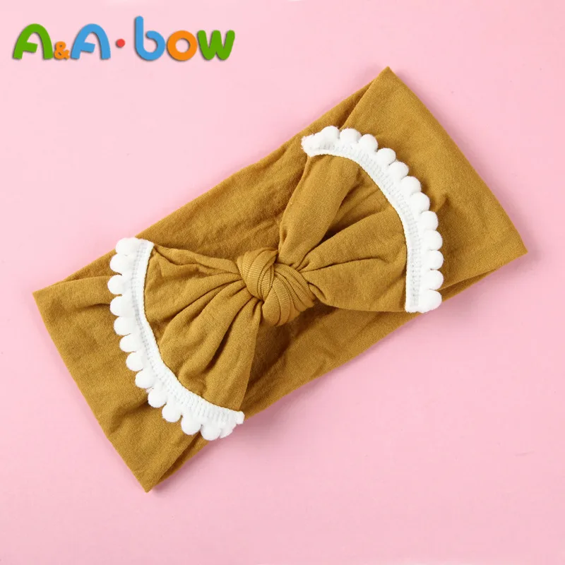 Diademas anchas de nailon para ni&ntilde;a, cintas para la cabeza con lazo de nailon, turbante con nudo, accesorios para el cabello, 1 unids/lote-0