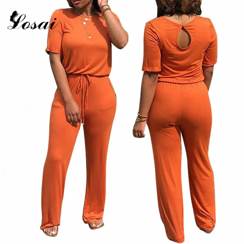 Женский комбинезон 2019 весенний сексуальный свободный однотонный длинный