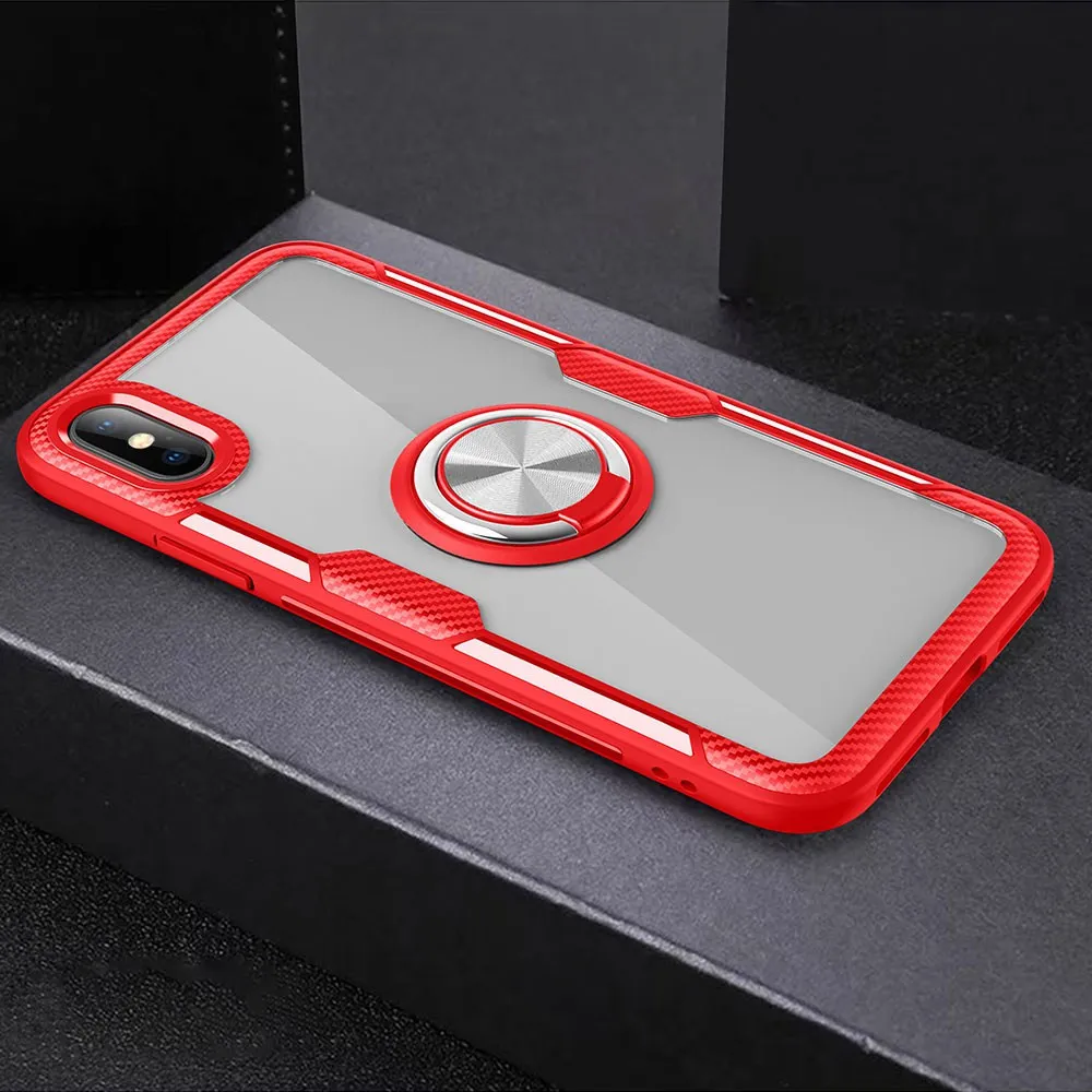 Чехол KISS с кольцом на палец, чехол для телефона для Xiao mi Red mi Note7, чехол для телефона Note5, чехол для телефона Xiaomi mi 8 mi 9 9SE, прозрачный чехол - Цвет: Красный