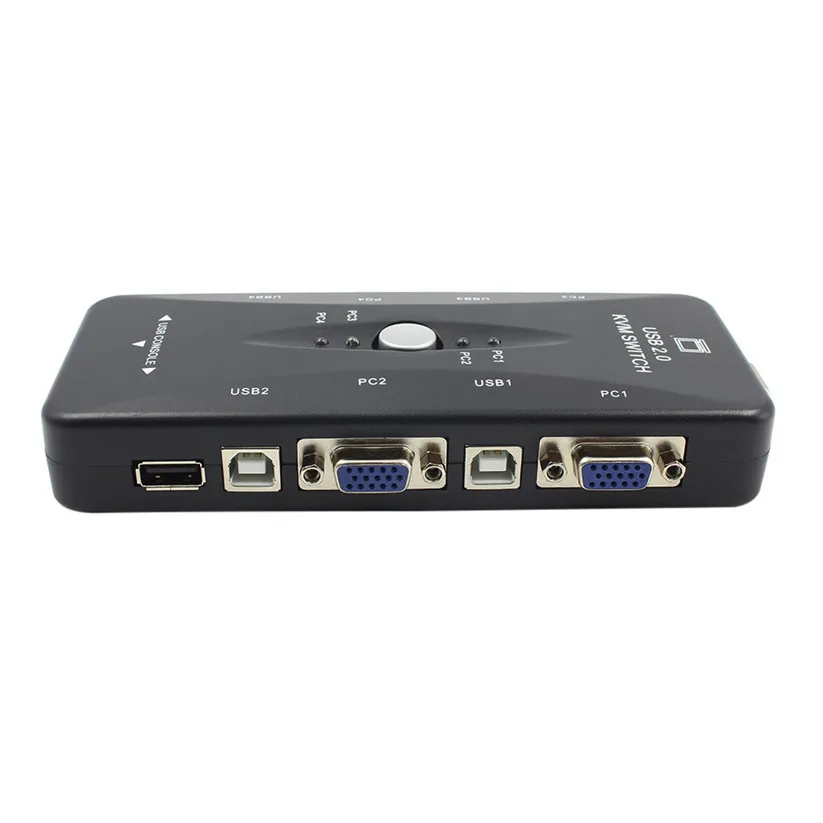 Binmer Switches New 4-Port USB 2.0 KVM Switch Mouse/Keyboard/VGA Video Monitor 200MHz 1920x1440 td0517 dropship | Компьютеры и офис