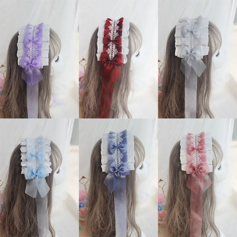 

Hand made multicolor pearl mesh gauze lolita hair band Joker Lolita hair accessories fairy headpiece