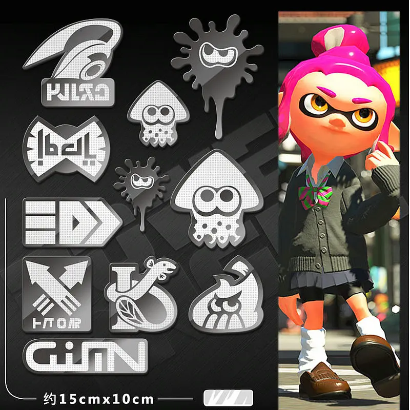 11 шт./компл. Высокое качество Горячая игра Splatoon 3D серебряные металлические наклейки для телефона ноутбук автомобильный холодильник игрушки для детей