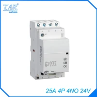 free shipping high quality 5060hz 25a 4p 4no 24v 4 pole household mini din rail modular ac contactor
