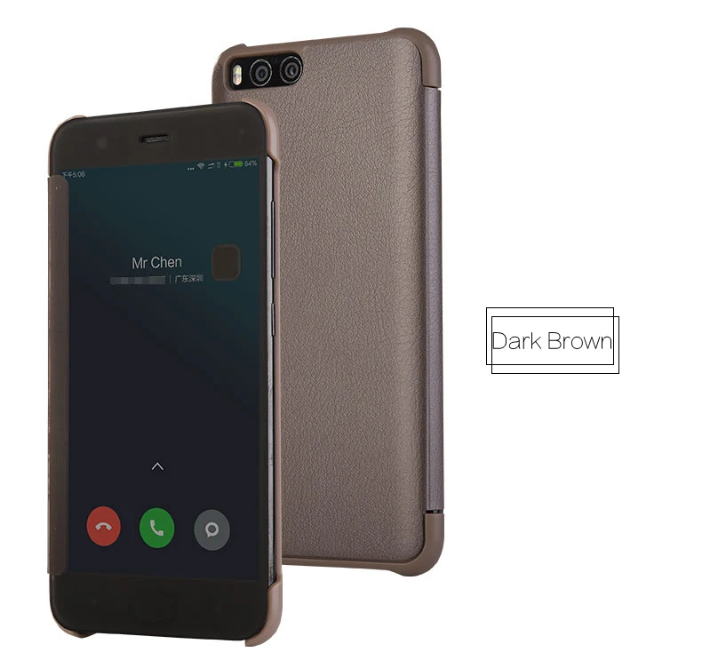 CAPSSICUM mi 6 кожаный чехол для Xiaomi mi 6 полупрозрачный флип-чехол с окошком для просмотра с функцией автоматического сна и пробуждения Жесткий противоударный