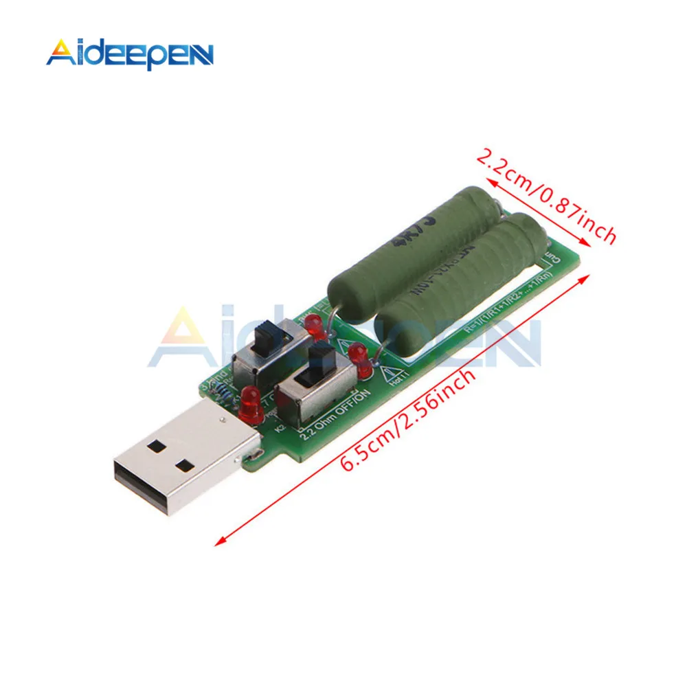 USB резистор с переключателем Электронная нагрузка 5 в 1 а/2 а/3 а регулируемым